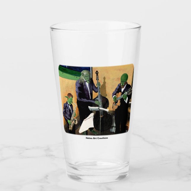 Fantasy Jazz Blues Musicians Music Art Glass Cup (Front)
