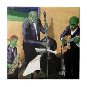 Fantasy Jazz Musicians Music Art Decorative Tile