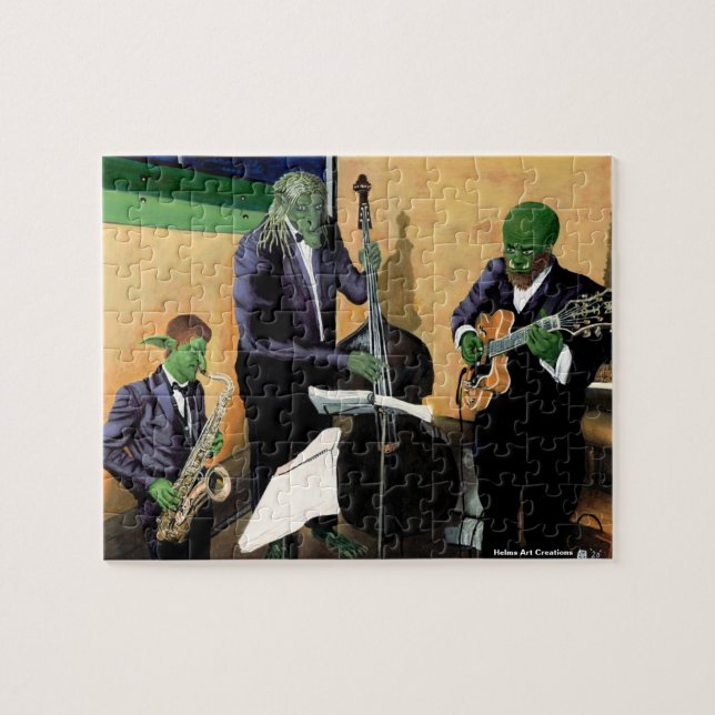 Fantasy Jazz Musicians Small Art Jigsaw Puzzle (Horizontal)