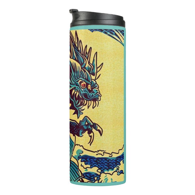 Fantasy Kaiju Anime - Woodcut 1 Thermal Tumbler (Rotated Right)