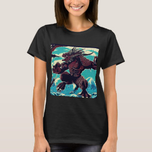 Fantasy Kaiju Anime - Woodcut 3 T-Shirt