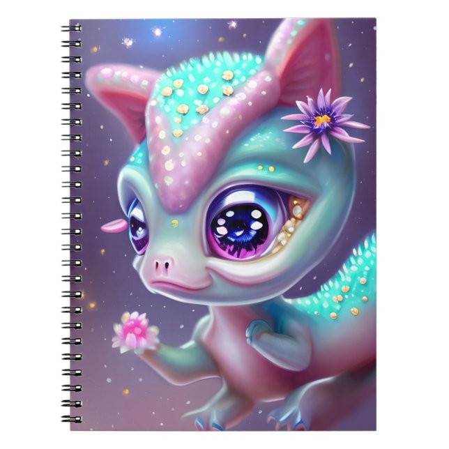 Fantasy Kawaii cute and adorable baby dinosaur  Notebook (Front)