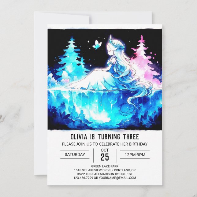 Fantasy Kids Princess Birthday Invitation (Front)