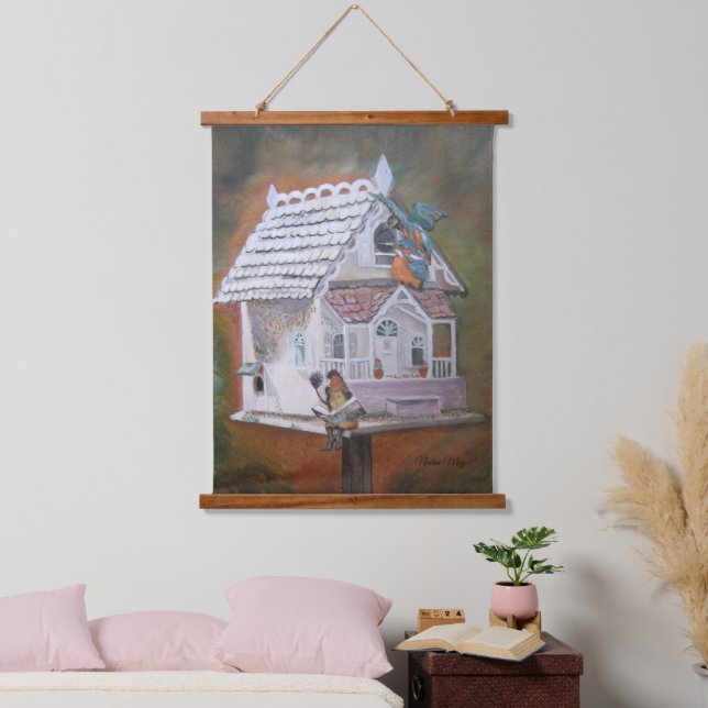 Fantasy Kingfisher Birdcage  Hanging Tapestry (Bedroom)