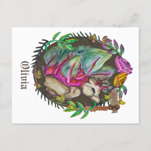 Fantasy kohlrabi hedgehog - cute hedgehog postcard