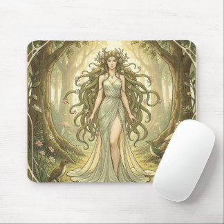 Fantasy lady in an enchanted forest mouse pad