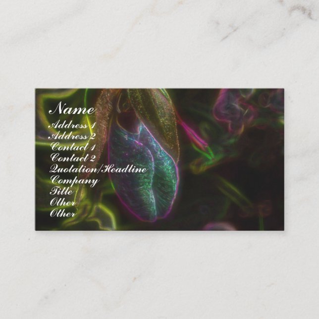 Fantasy Lady Slipper Orchid Flower Business Card (Front)