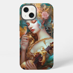 Fantasy Lady With Lute & Butterfly Bird iPhone 13 Case