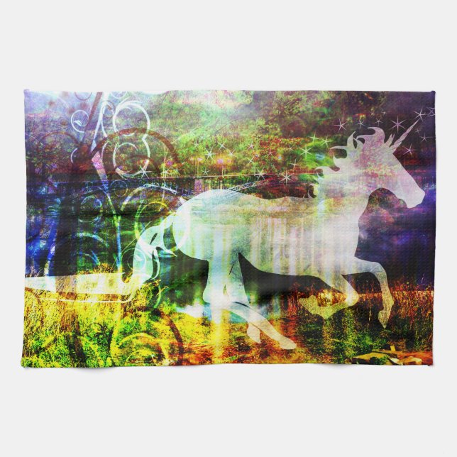Fantasy Land Fairy Tale Unicorn Kitchen Towel (Horizontal)