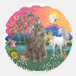 Fantasy land (pp) - Norwegian Forest cat 20 Classic Round Sticker