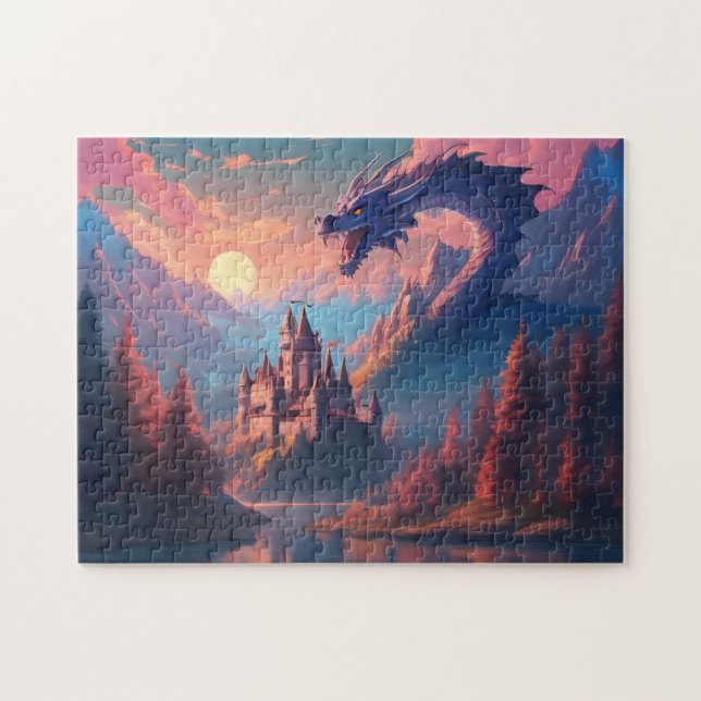Fantasy Landscape Castle Dragon Jigsaw Puzzle (Horizontal)