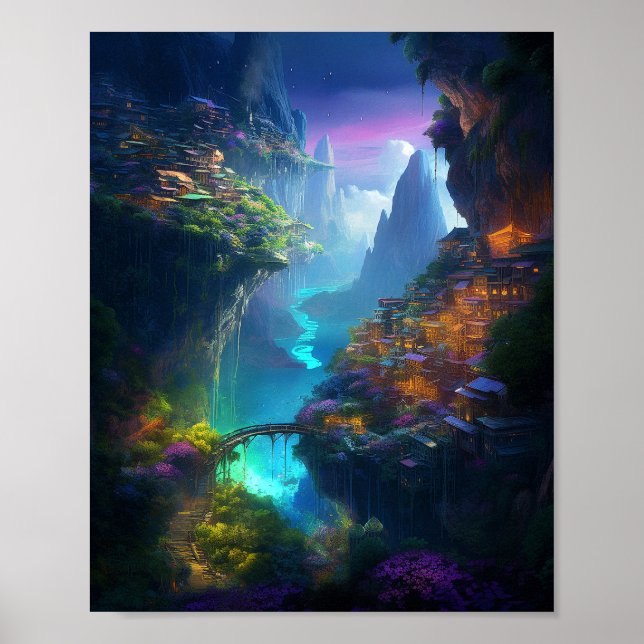Fantasy Landscape Colourful Surreal  Poster (Front)