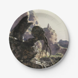 Fantasy landscape paper plate