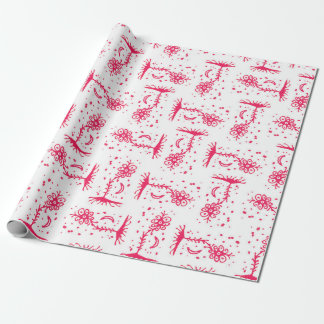Fantasy landscape scene sketchy illustration motif wrapping paper