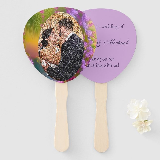 Fantasy landscape, tropic - photo wedding  hand fan (Front and Back)