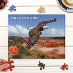 Fantasy Landscape with Bald Eagle Puzzle<br><div class="desc">Puzzle featuring a fantasy landscape with bald eagle and blossoming cactus.</div>