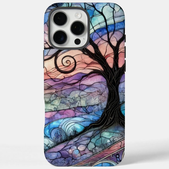 Fantasy Landscape with Tree and Colourful Sunset Case-Mate iPhone Case (Back)