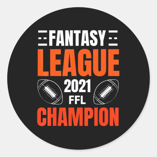 Fantasy League Champion Football 2021 Winner vinta Classic Round Sticker (Front)