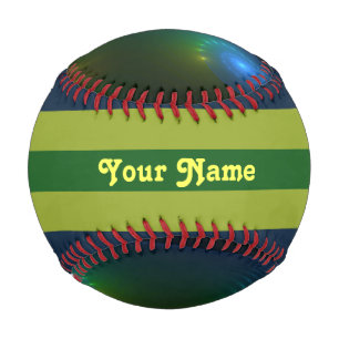 Fantasy Lights Abstract Blue Green Fractal Name Baseball