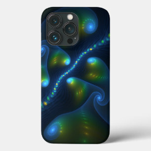 Fantasy Lights Abstract Blue Green Yellow Fractal iPhone 13 Pro Case