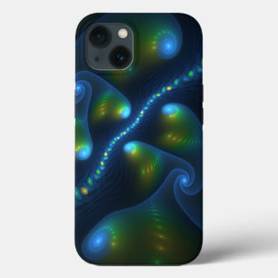 Fantasy Lights Abstract Blue Green Yellow Fractal iPhone 13 Case