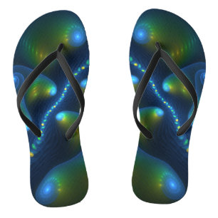 Fantasy Lights Abstract Blue Green Yellow Fractal Jandals