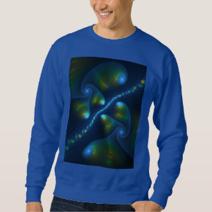 Fantasy Lights Abstract Blue Green Yellow Fractal Sweatshirt