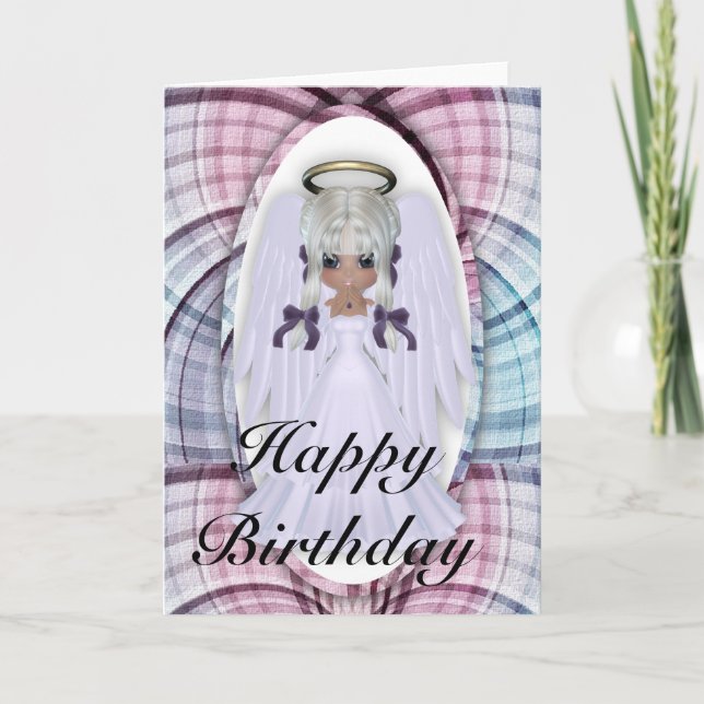 Fantasy Little Angel Happy Birthday Greeting Card (Front)