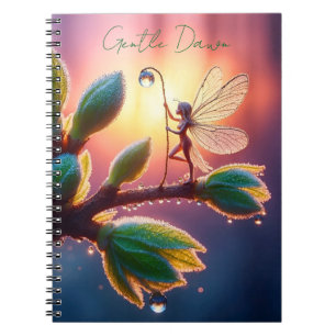 Fantasy macro photography of tiny forest sprite notebook