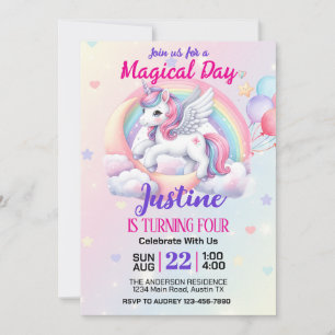 Fantasy Magical Unicorn Birthday Party Invitation