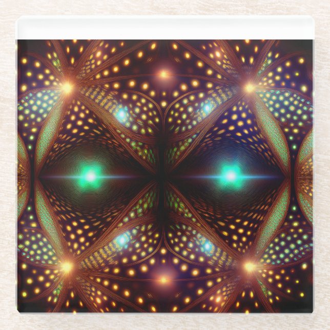 Fantasy Mandelbrot Fractal Glass Coaster (Front)