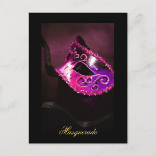 Fantasy Masquerade Mask Pink Fine Art Postcard