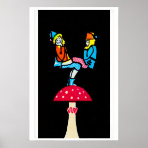 Fantasy Matchbox Print, Balancing Gnomes on Poster