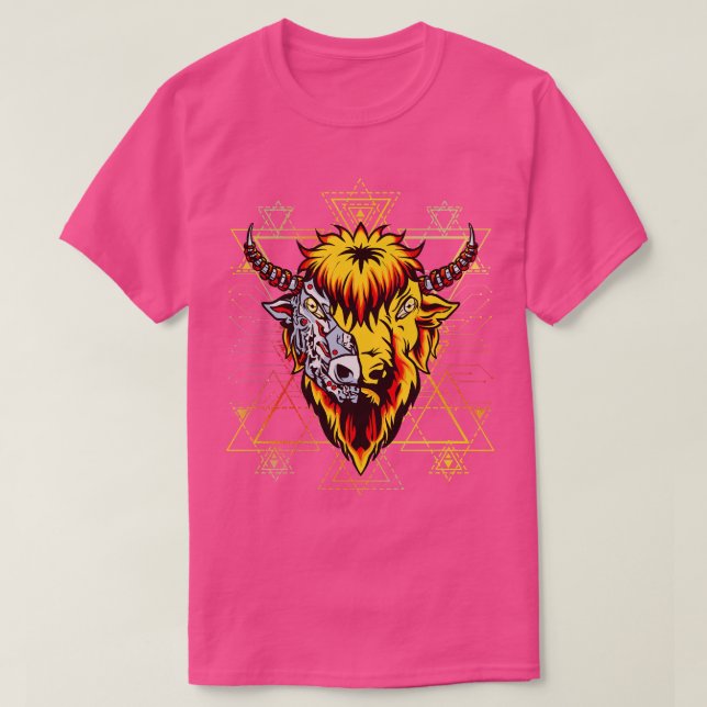 Fantasy Mechanical Metal Bison T-Shirt (Design Front)