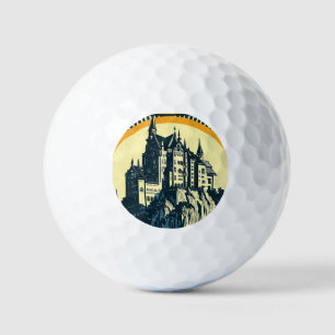 Fantasy Mediaeval Castle - Japanese Woodcut Style  Golf Balls