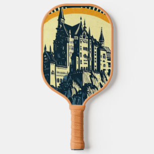 Fantasy Mediaeval Castle - Japanese Woodcut Style Pickleball Paddle