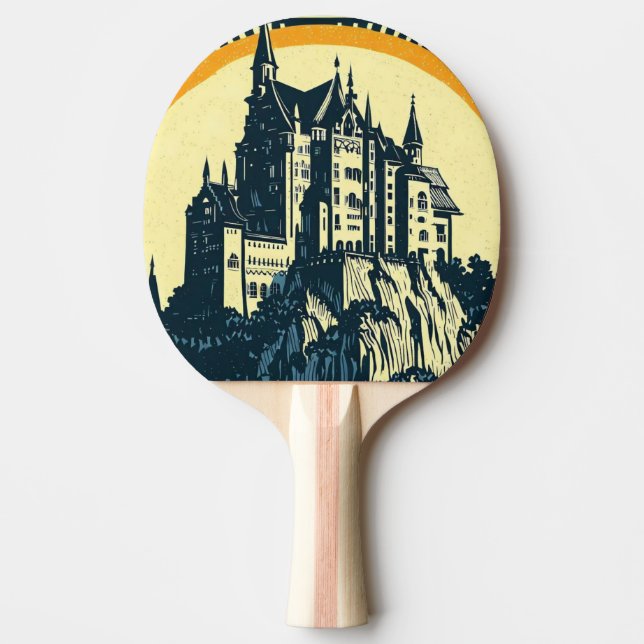 Fantasy Mediaeval Castle - Japanese Woodcut Style  Ping Pong Paddle (Front)