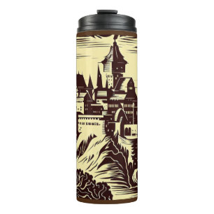 Fantasy Mediaeval Castle - Woodcut 2 Thermal Tumbler