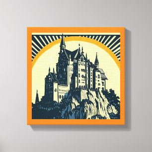 Fantasy Mediaeval Castle - Woodcut 3 Canvas Print