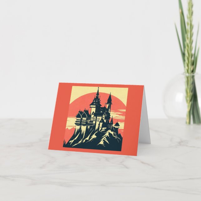 Fantasy Mediaeval Castle - Woodcut 4 Card (Front)