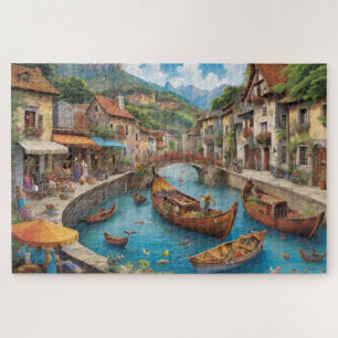Fantasy Mediaeval City Hard to Solve Jigsaw Puzzle