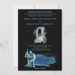 *~* Fantasy Mediaeval Knight Castle Stairs  Weddin Invitation