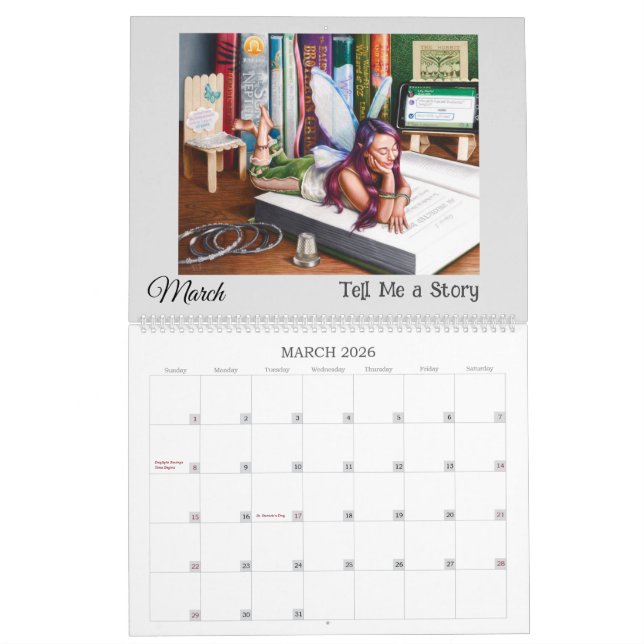 Fantasy Meets Reality large 12 month Calendar  (Mar 2026)