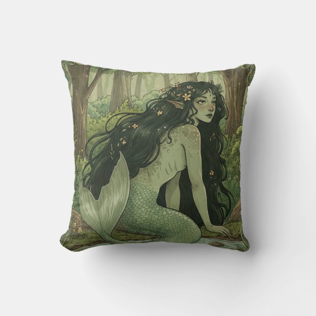 Fantasy Mermaid Forest Mavka Pillow (Front)