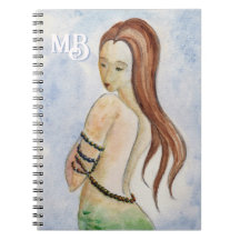 Fantasy Mermaid Monogram Spiral Notebook