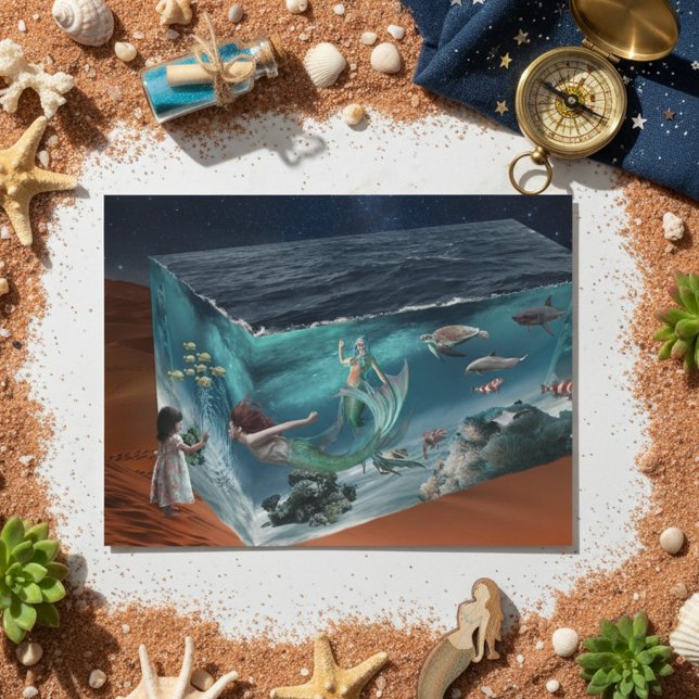 Fantasy Mermaid Ocean Cube  Postcard (Creator Uploaded)