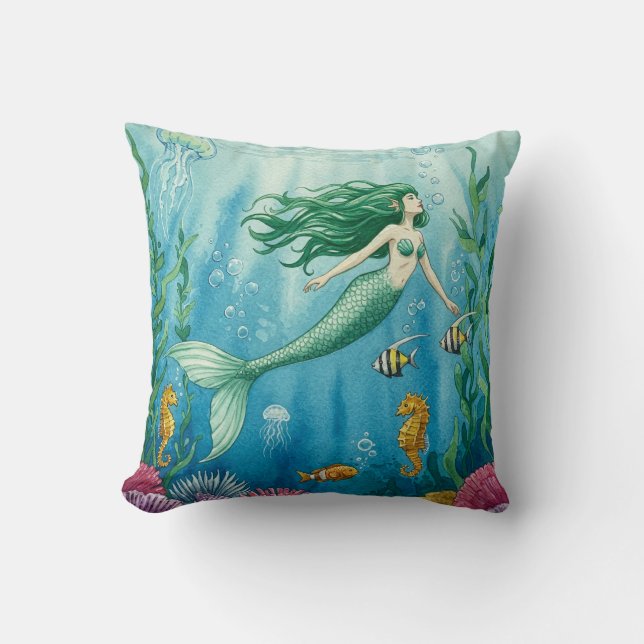 Fantasy Mermaid Ocean Pillow (Front)