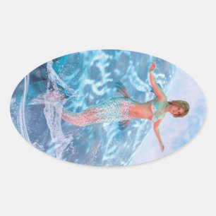 Fantasy Mermaid Oval Sticker