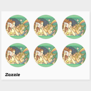 FANTASY MERMAID SISTERHOOD SHARING SECRET WISDOMS CLASSIC ROUND STICKER