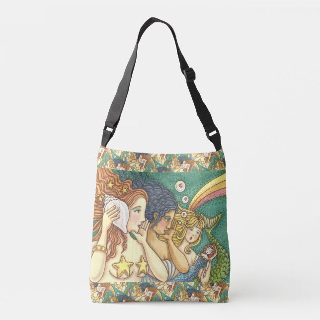 FANTASY MERMAID SISTERHOOD SHARING SECRET WISDOMS CROSSBODY BAG (Back)